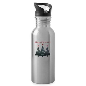 Minimalist Merry Christmas Pines - 20 oz Water Bottle - silver - Right