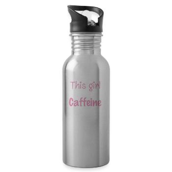 This Girl Runs On Caffeine And Sarcasm - 20 oz Water Bottle - silver - Right