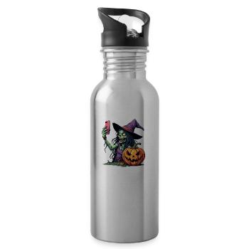 A zombie witch taking a selfie. - 20 oz Water Bottle - silver - Right