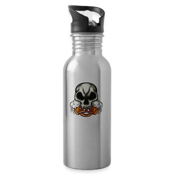 Skull Pretzel Germany Oktoberfest Beer Munich - 20 oz Water Bottle - silver - Right