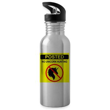 Posted Unicorn Hunting 3color - 20 oz Water Bottle - silver - Left