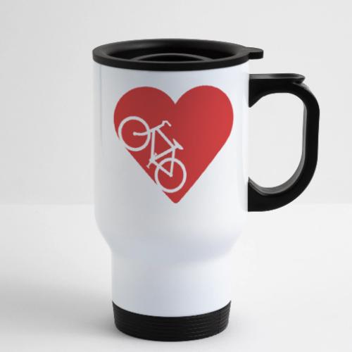 Bike in heart - 14 oz Travel Mug with Handle