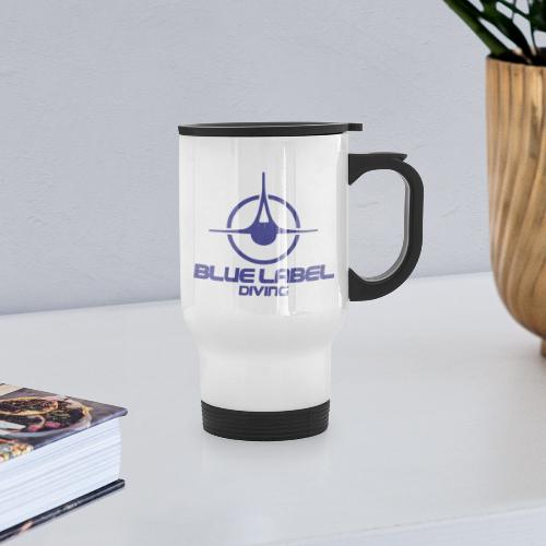 BLD logo with text blue - Travel Mug with Handle