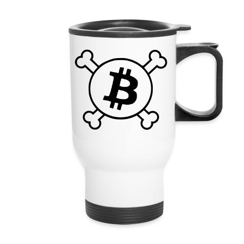 btc pirateflag jolly roger bitcoin pirate flag - Travel Mug with Handle
