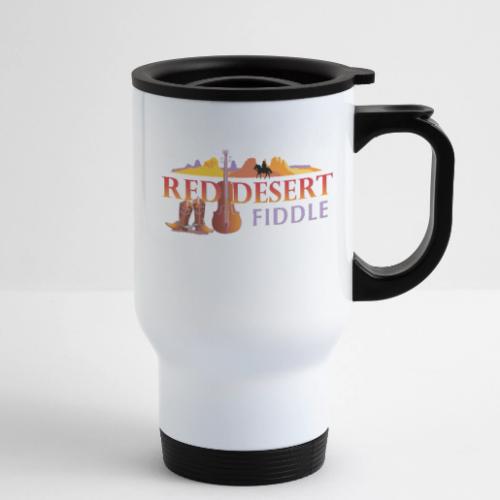 Red Desert Fiddle, Red Text Cut-Out. - 14 oz Travel Mug with Handle