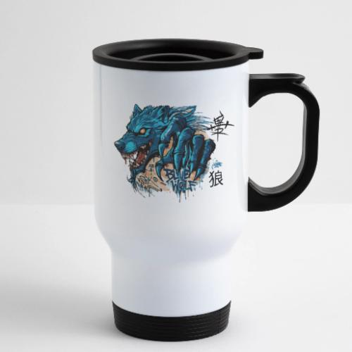 Blue Wolf Graffiti Street Art - 14 oz Travel Mug with Handle
