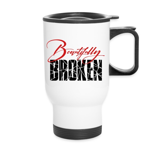 Beautifully Broken - Red & Black print - Travel Mug with Handle