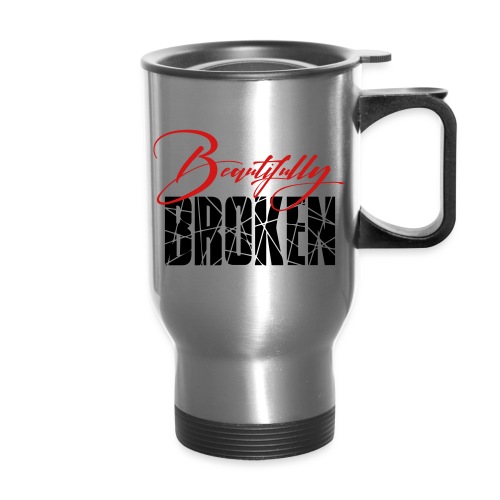 Beautifully Broken - Red & Black print - Travel Mug with Handle