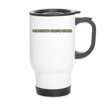 Cogito Ergo Sum Philosophy - 14 oz Travel Mug with Handle - white - Front
