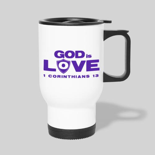 FF GOD IS LOVE PURPLE - 14 oz Travel Mug with Handle