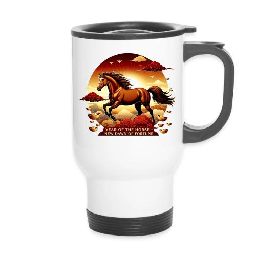 Year of the Horse Sunrise T Shirt, Lunar New Year - 14 oz Travel Mug with Handle