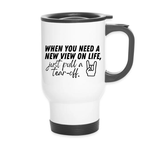 pull a tear off - 14 oz Travel Mug with Handle