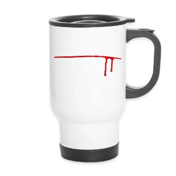 Knife Cut - 14 oz Travel Mug with Handle - white - Front