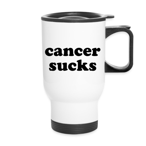 Cancer Sucks Inspirational Quote - 14 oz Travel Mug with Handle