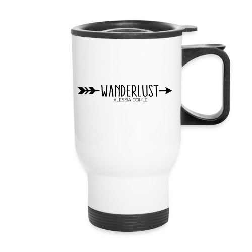 Wanderlust (black logo) - Travel Mug with Handle
