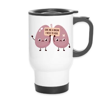 Smoking Cessation smoking and health Smoke - 14 oz Travel Mug with Handle - white - Front