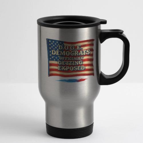 D.O.G.E. American Flag Retro - 14 oz Travel Mug with Handle