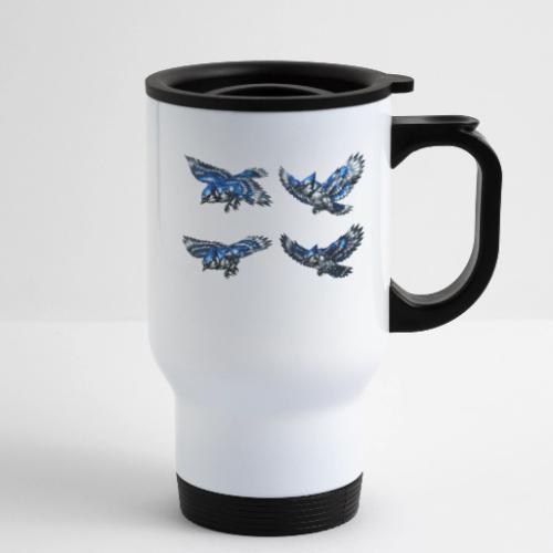 Silver Blue Jay Flight Stages - 14 oz Travel Mug with Handle