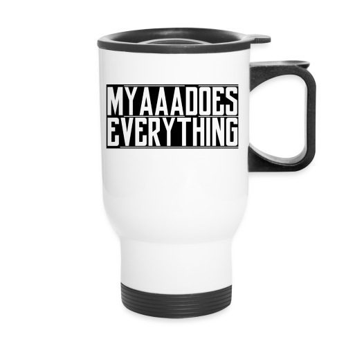 MyaaaDoesEverything (Black) - 14 oz Travel Mug with Handle