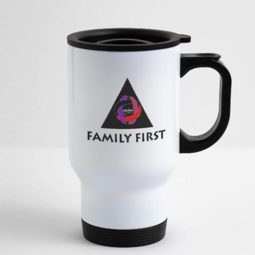 JALEJA FAMILY FIRST (BLACK PRINT) - 14 oz Travel Mug with Handle