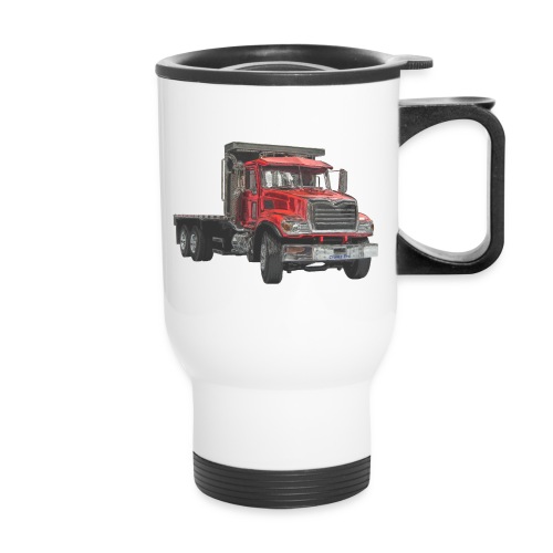 Flatbed Truck - Red - 14 oz Travel Mug with Handle