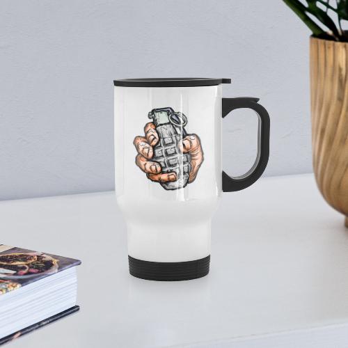 Hand Grenade In Comics Style - Travel Mug with Handle