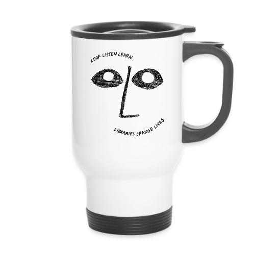 Vintage ALA: Libraries Change Lives Face - 14 oz Travel Mug with Handle