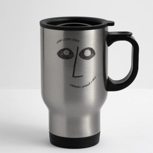 Vintage ALA: Libraries Change Lives Face - 14 oz Travel Mug with Handle
