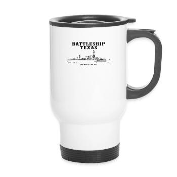 Battleship TX Distressed - 14 oz Travel Mug with Handle - white - Front