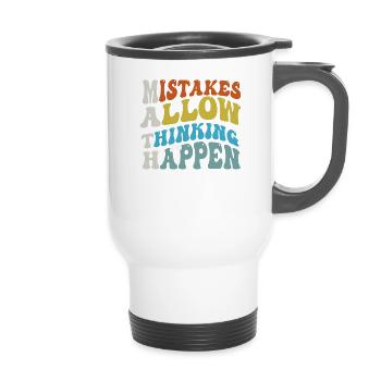 Mistakes Allow Thinking To Happen School Math - 14 oz Travel Mug with Handle - white - Front