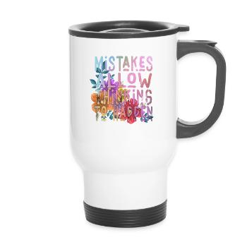 Mistakes Allow Thinking To Happen School Math - 14 oz Travel Mug with Handle - white - Front