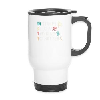Mistakes Allow Thinking To Happen School Math - 14 oz Travel Mug with Handle - white - Front