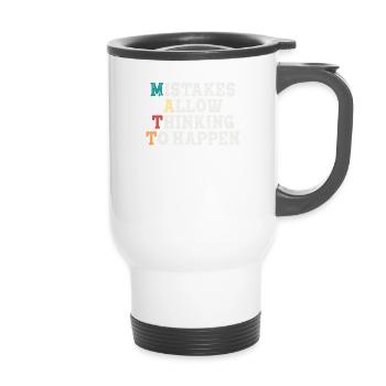 Mistakes Allow Thinking To Happen School Math - 14 oz Travel Mug with Handle - white - Front