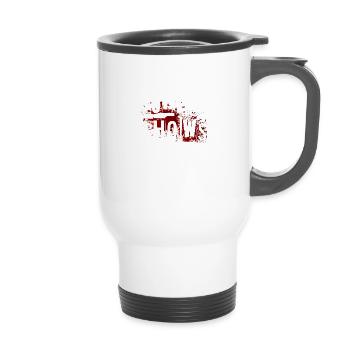 I Like Murder Shows Comfy Clothes And 3 People - 14 oz Travel Mug with Handle - white - Front