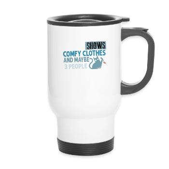 I Like Murder Shows Comfy Clothes And 3 People - 14 oz Travel Mug with Handle - white - Front