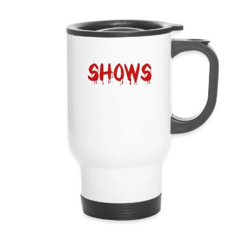 I Like Murder Shows Comfy Clothes And 3 People - 14 oz Travel Mug with Handle - white - Front