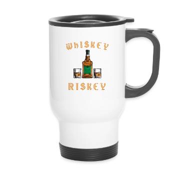 After Whisky I am Risky - 14 oz Travel Mug with Handle - white - Front