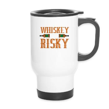 After Whisky I am Risky - 14 oz Travel Mug with Handle - white - Front