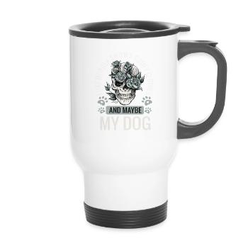 I Like Murder Shows Comfy Clothes And Maybe My Dog - 14 oz Travel Mug with Handle - white - Front