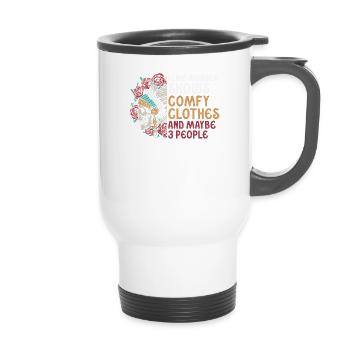 I Like Murder Shows Comfy Clothes And 3 People - 14 oz Travel Mug with Handle - white - Front