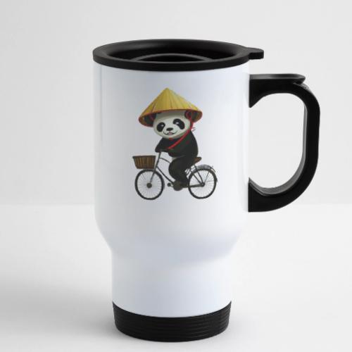 Panda Biking - 14 oz Travel Mug with Handle