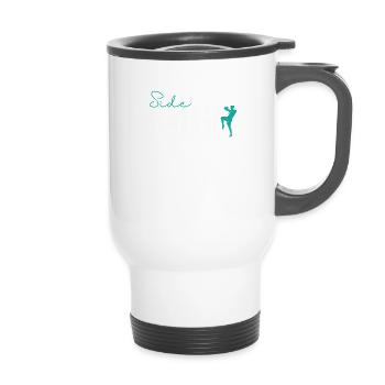 Side Kick Kickboxing - 14 oz Travel Mug with Handle - white - Front