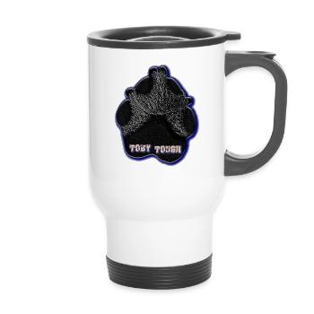 Toby Tough - Toby The Hero Dog - 14 oz Travel Mug with Handle - white - Front