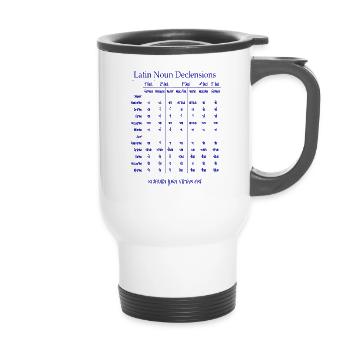 Latin Noun Declension Chart for Classical Educatio - 14 oz Travel Mug with Handle - white - Front