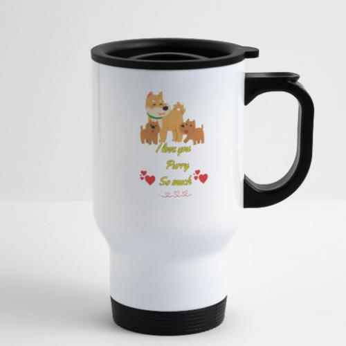 Cute Dog Family Love – “I Love You Purry So much - 14 oz Travel Mug with Handle