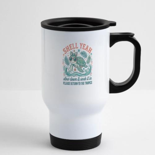 Shell Yeah Sea Turtle Beach Vibes - 14 oz Travel Mug with Handle