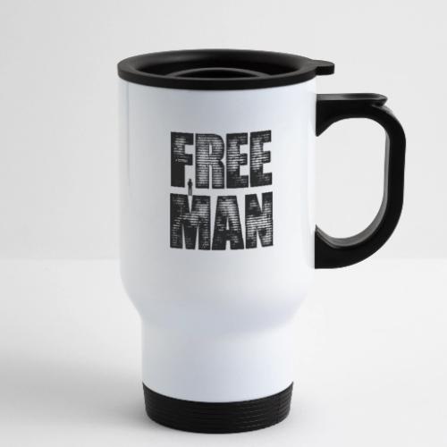 FREE MAN - Black Graphic - 14 oz Travel Mug with Handle