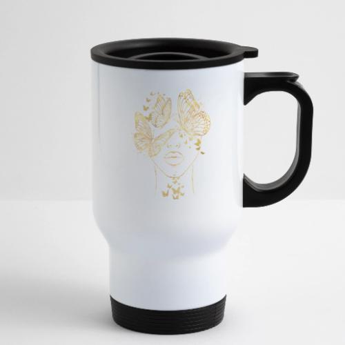 Queen Of Butterflies - Goddess Design - 14 oz Travel Mug with Handle