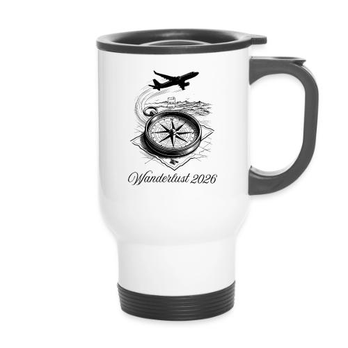 Wanderlust 2026 T-Shirt | Minimalist Travel Plane - 14 oz Travel Mug with Handle