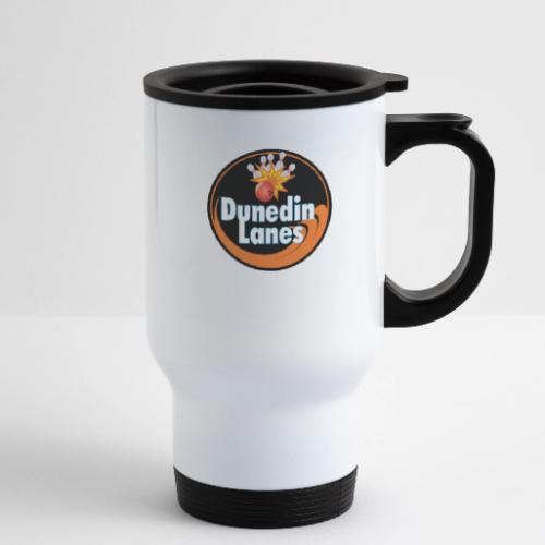 Dunedin Lanes Logo Merchandise - 14 oz Travel Mug with Handle